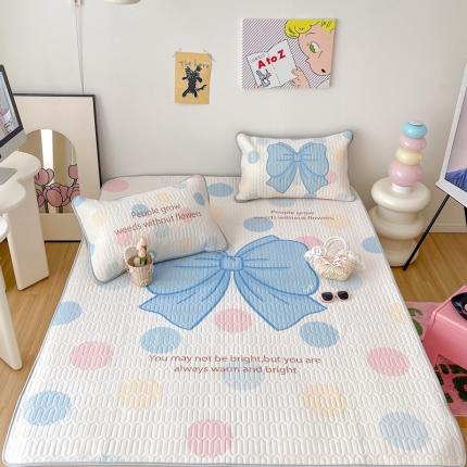 91家纺网 家纺一手货源 找家纺 顾里家纺 2023新款韩系ins清新凉感软席 蓝蝴蝶结