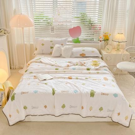 91家纺网 家纺一手货源 找家纺 阳光被业 2024新款水洗棉麻大豆纤维被 浮木岛屿