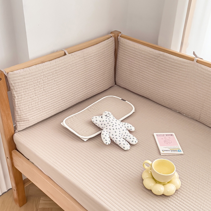 91家纺网 家纺一手货源 找家纺 期遇家居 2023新款婴儿防撞床围全棉刺绣新生儿床护栏围挡可定制 奶咖