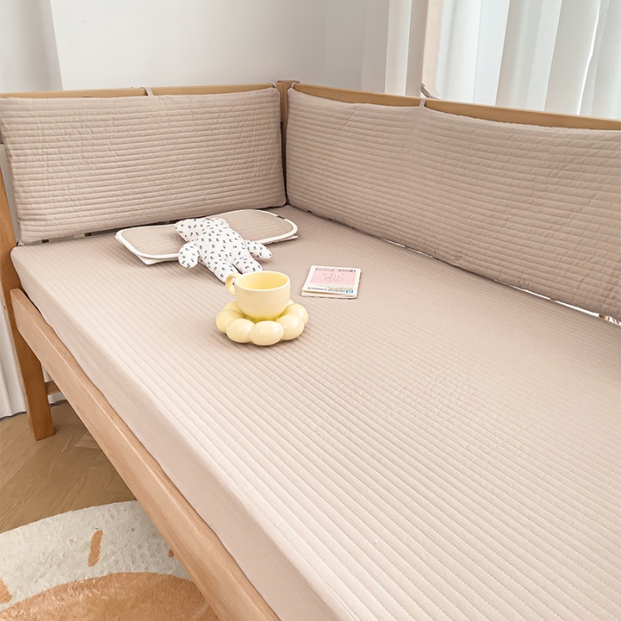 91家纺网 家纺一手货源 找家纺 期遇家居 2023新款婴儿防撞床围全棉刺绣新生儿床护栏围挡可定制 奶咖