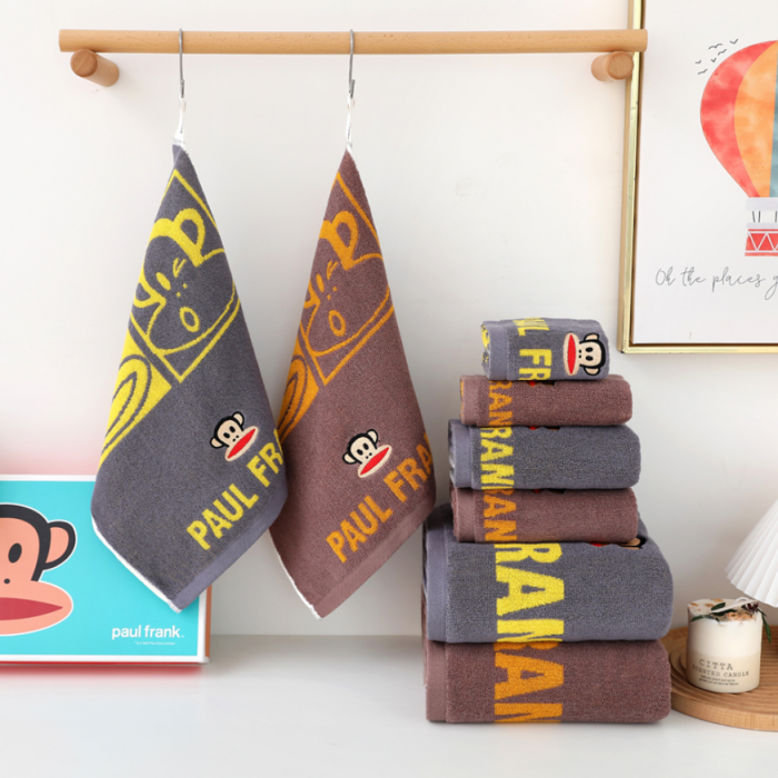 91家纺网 家纺一手货源 找家纺 总 大嘴猴正 品可授权四宫格系列全棉32股色纱毛巾童巾方巾儿童浴巾套装