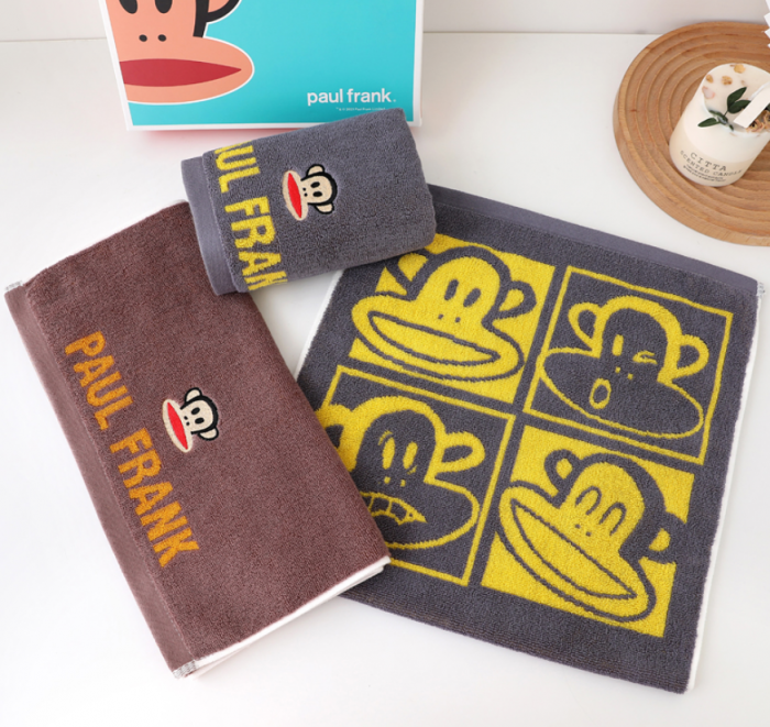 91家纺网 家纺一手货源 找家纺 总 大嘴猴正 品可授权四宫格系列全棉32股色纱毛巾童巾方巾儿童浴巾套装