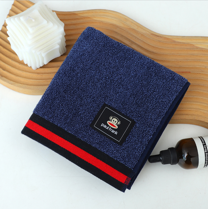 91家纺网 家纺一手货源 找家纺 大嘴猴全棉AB纱毛巾商务布标猴 毛巾咖色33*72cm