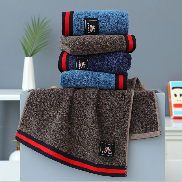 91家纺网 家纺一手货源 找家纺 大嘴猴全棉AB纱毛巾商务布标猴 毛巾咖色33*72cm