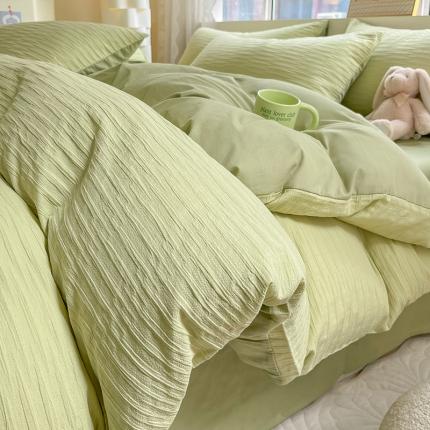 91家纺网 家纺一手货源 找家纺 （总）琪格格纺织 2023新款全棉泡泡纱小提花四件套