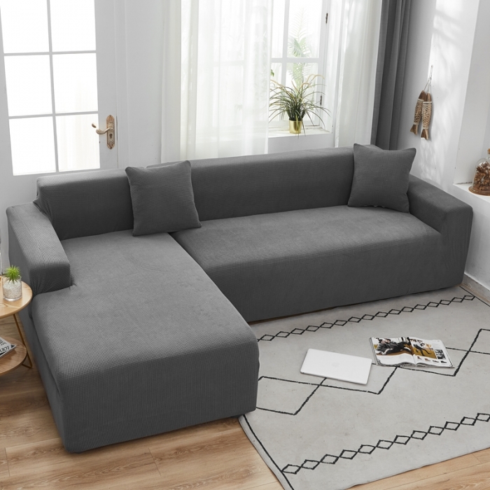 91家纺网 家纺一手货源 找家纺 丝绮鹿 2023新款玉米粒全包沙发套 贵妃沙发-深灰