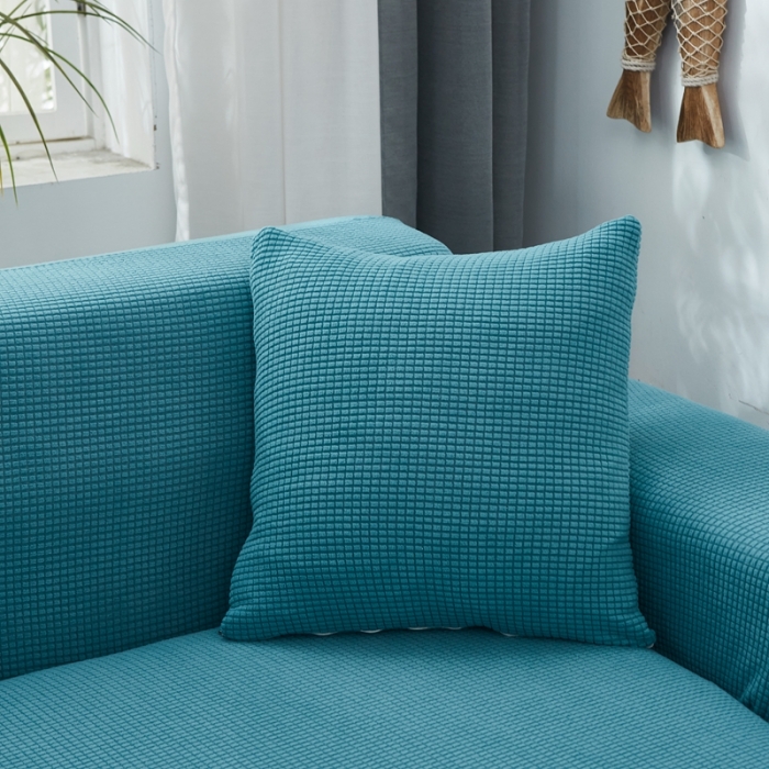 91家纺网 家纺一手货源 找家纺 丝绮鹿 2023新款玉米粒全包沙发套 贵妃沙发-西湖蓝