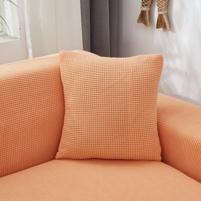 91家纺网 家纺一手货源 找家纺 丝绮鹿 2023新款玉米粒全包沙发套 贵妃沙发-香桔橙