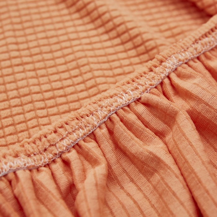 91家纺网 家纺一手货源 找家纺 丝绮鹿 2023新款玉米粒全包沙发套 贵妃沙发-香桔橙