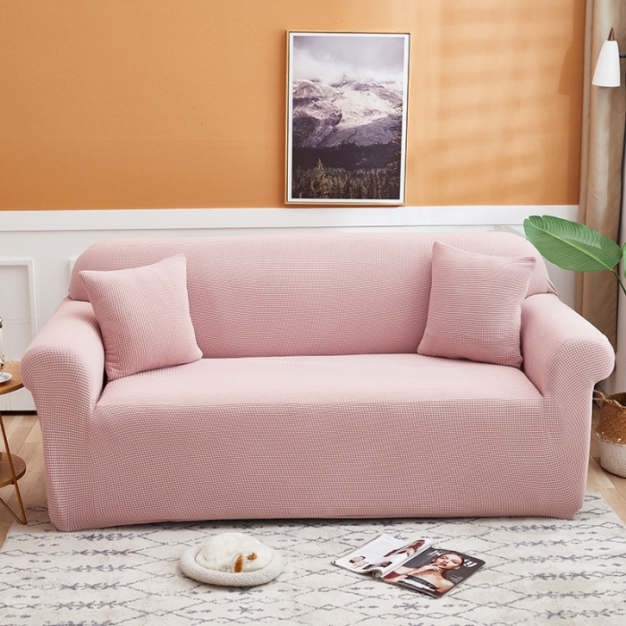 91家纺网 家纺一手货源 找家纺 丝绮鹿 2023新款玉米粒全包沙发套 欧式沙发-暗粉