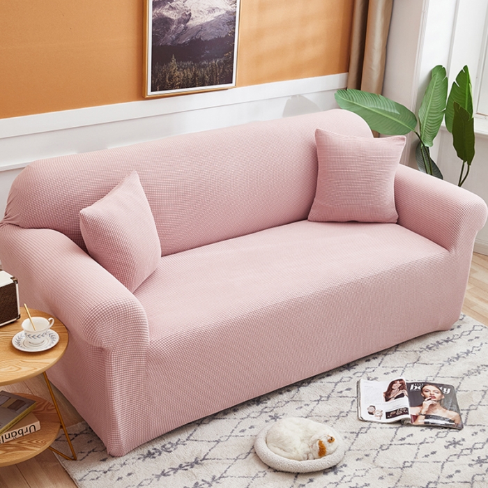 91家纺网 家纺一手货源 找家纺 丝绮鹿 2023新款玉米粒全包沙发套 欧式沙发-暗粉