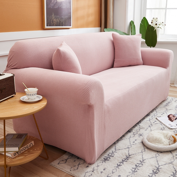 91家纺网 家纺一手货源 找家纺 丝绮鹿 2023新款玉米粒全包沙发套 欧式沙发-暗粉