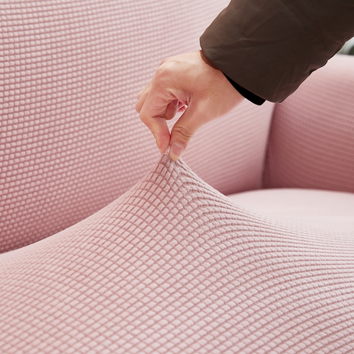 91家纺网 家纺一手货源 找家纺 丝绮鹿 2023新款玉米粒全包沙发套 欧式沙发-暗粉