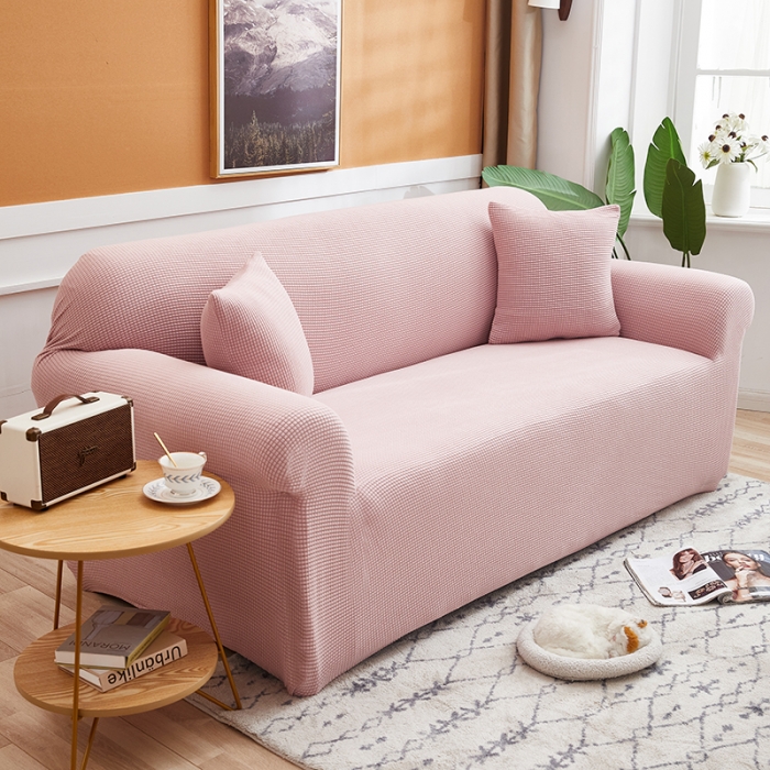 91家纺网 家纺一手货源 找家纺 丝绮鹿 2023新款玉米粒全包沙发套 欧式沙发-暗粉