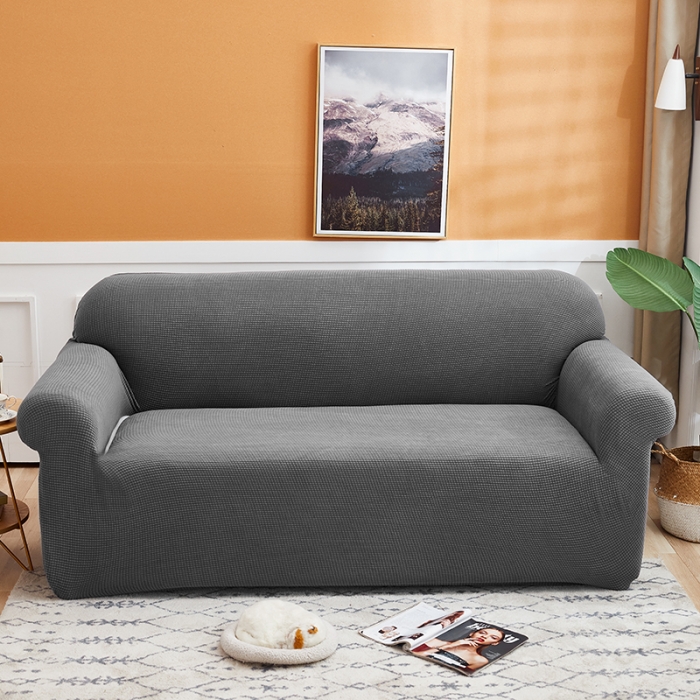 91家纺网 家纺一手货源 找家纺 丝绮鹿 2023新款玉米粒全包沙发套 欧式沙发-灰色