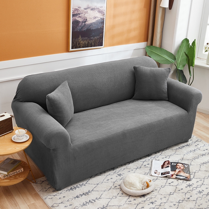 91家纺网 家纺一手货源 找家纺 丝绮鹿 2023新款玉米粒全包沙发套 欧式沙发-灰色