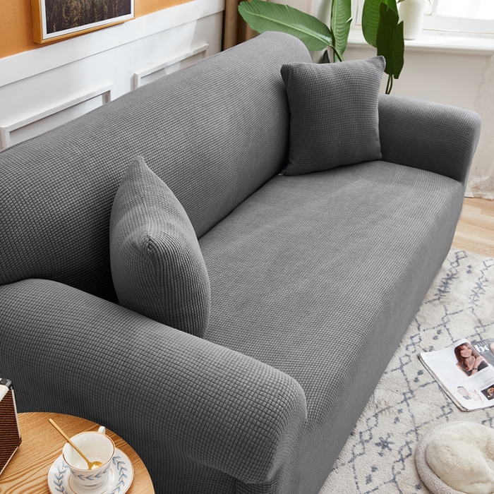 91家纺网 家纺一手货源 找家纺 丝绮鹿 2023新款玉米粒全包沙发套 欧式沙发-灰色