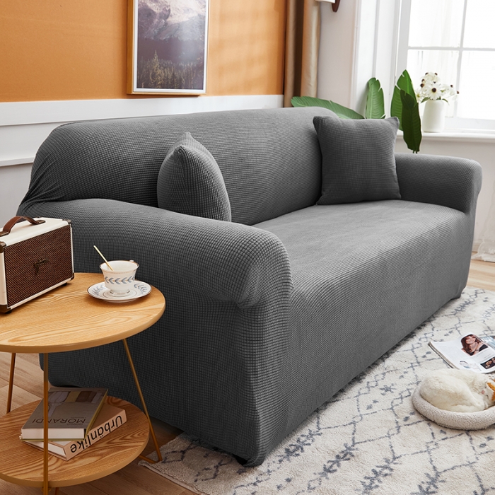 91家纺网 家纺一手货源 找家纺 丝绮鹿 2023新款玉米粒全包沙发套 欧式沙发-灰色