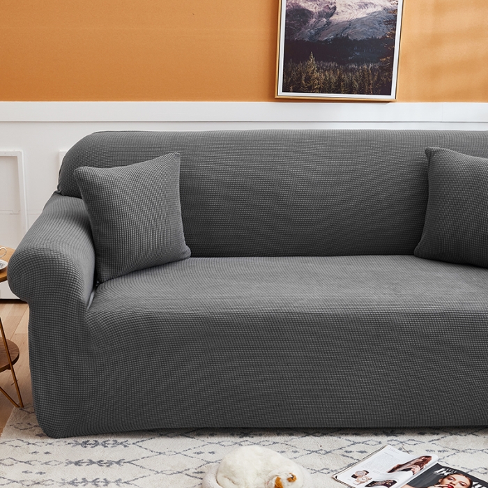 91家纺网 家纺一手货源 找家纺 丝绮鹿 2023新款玉米粒全包沙发套 欧式沙发-灰色