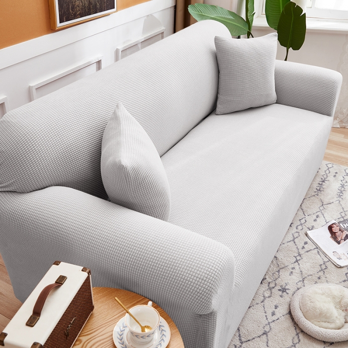 91家纺网 家纺一手货源 找家纺 丝绮鹿 2023新款玉米粒全包沙发套 欧式沙发-浅灰