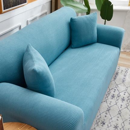 91家纺网 家纺一手货源 找家纺 丝绮鹿 2023新款玉米粒全包沙发套 欧式沙发-西湖蓝