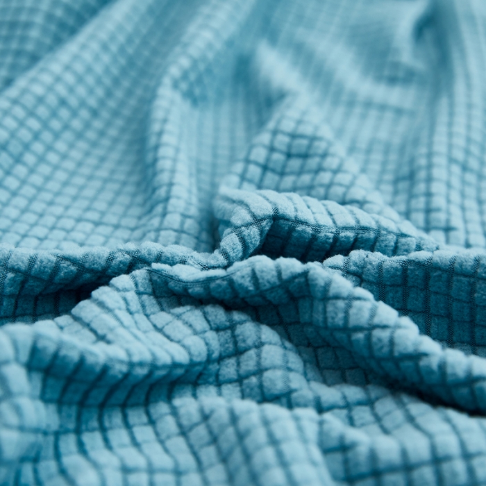 91家纺网 家纺一手货源 找家纺 丝绮鹿 2023新款玉米粒全包沙发套 欧式沙发-西湖蓝