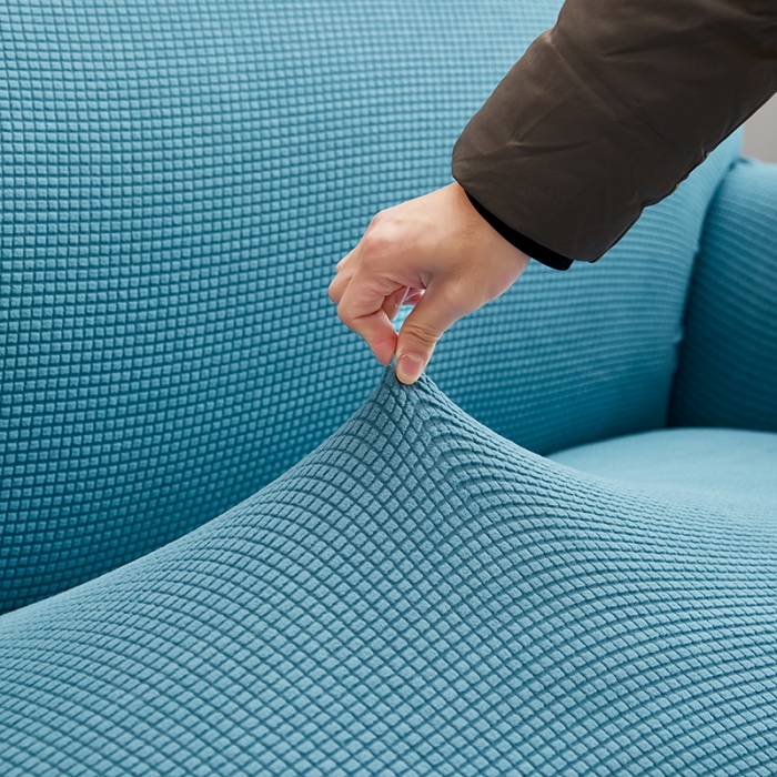 91家纺网 家纺一手货源 找家纺 丝绮鹿 2023新款玉米粒全包沙发套 欧式沙发-西湖蓝