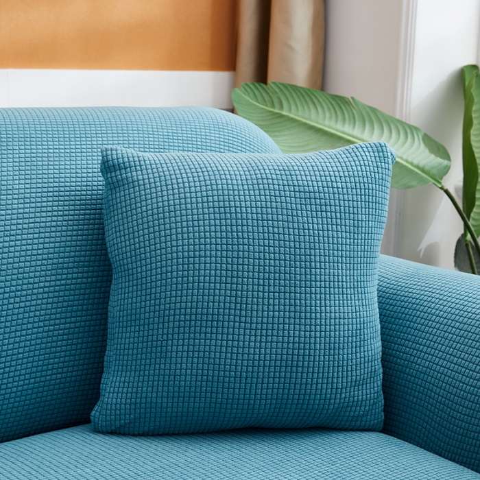 91家纺网 家纺一手货源 找家纺 丝绮鹿 2023新款玉米粒全包沙发套 欧式沙发-西湖蓝