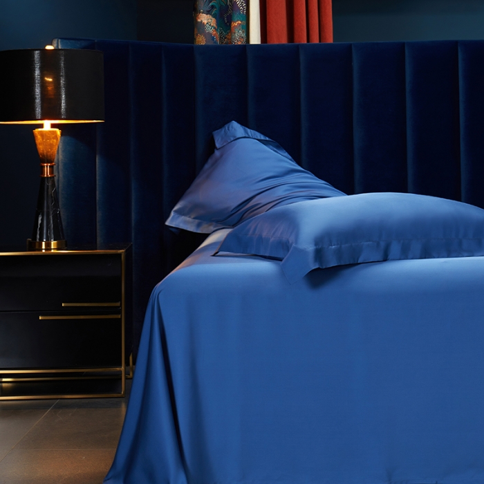 91家纺网 家纺一手货源 找家纺 米多多 2024新款60兰精天丝四件套单品枕套 克莱因-蓝