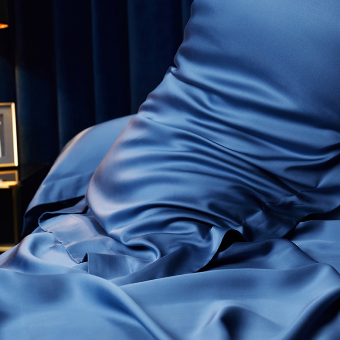 91家纺网 家纺一手货源 找家纺 米多多 2024新款60兰精天丝四件套单品枕套 克莱因-蓝