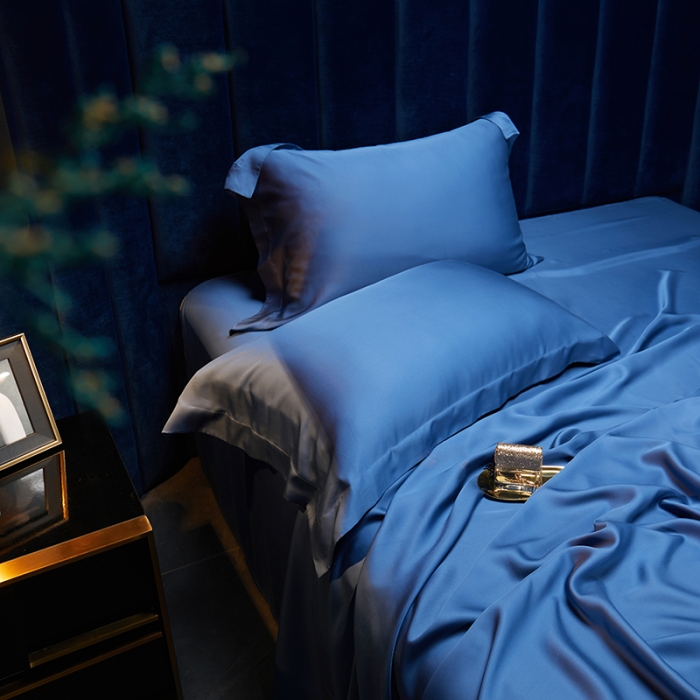 91家纺网 家纺一手货源 找家纺 米多多 2024新款60兰精天丝四件套单品枕套 克莱因-蓝