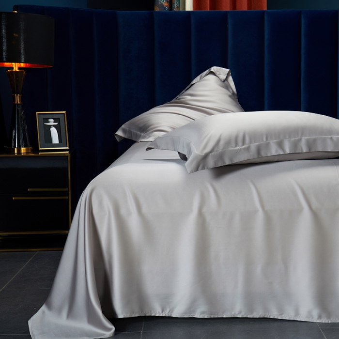 91家纺网 家纺一手货源 找家纺 米多多 2024新款60兰精天丝四件套单品枕套 气质灰