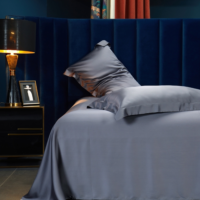 91家纺网 家纺一手货源 找家纺 米多多 2024新款60兰精天丝四件套单品枕套 绅士灰