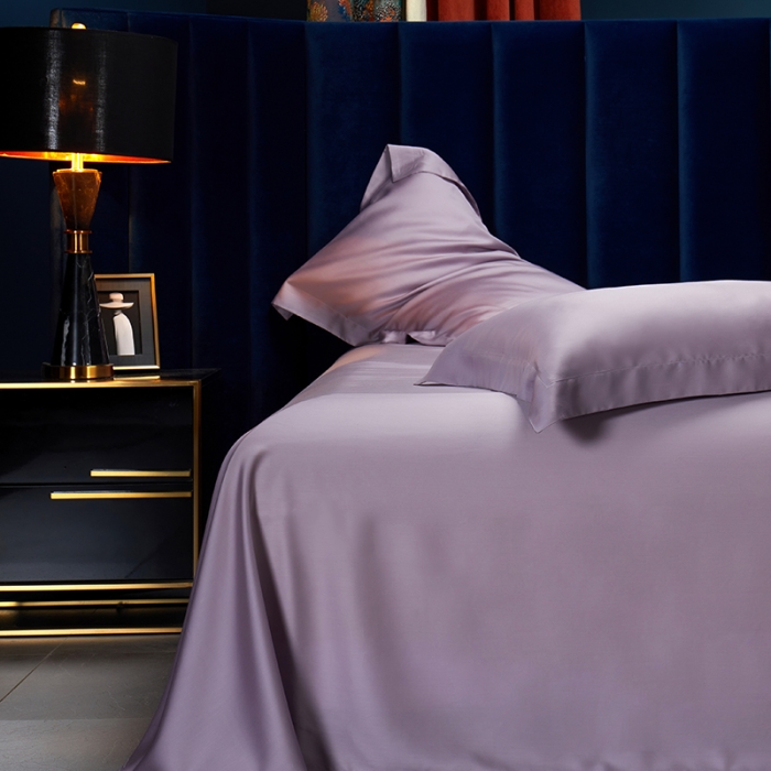 91家纺网 家纺一手货源 找家纺 米多多 2024新款60兰精天丝四件套单品枕套 芋泥紫