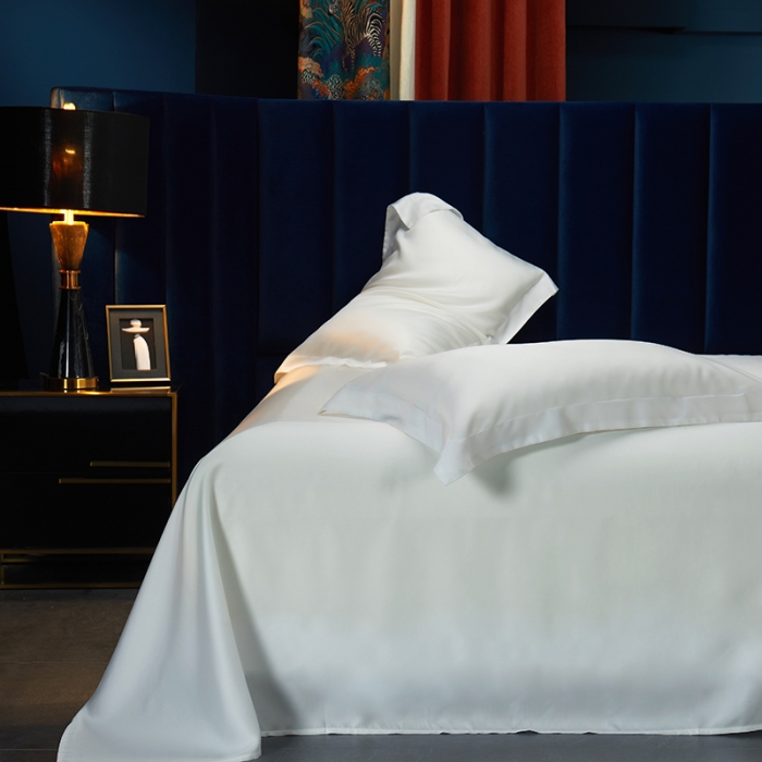 91家纺网 家纺一手货源 找家纺 米多多 2024新款60兰精天丝四件套单品枕套 珍珠白