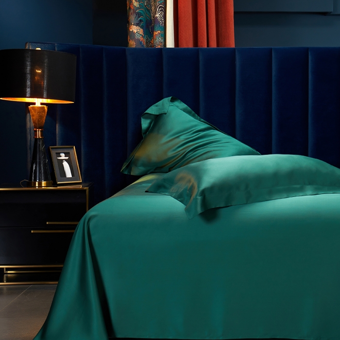 91家纺网 家纺一手货源 找家纺 米多多 2024新款60兰精天丝四件套单品枕套 祖母绿