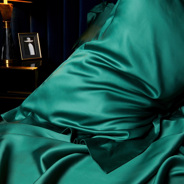 91家纺网 家纺一手货源 找家纺 米多多 2024新款60兰精天丝四件套单品枕套 祖母绿