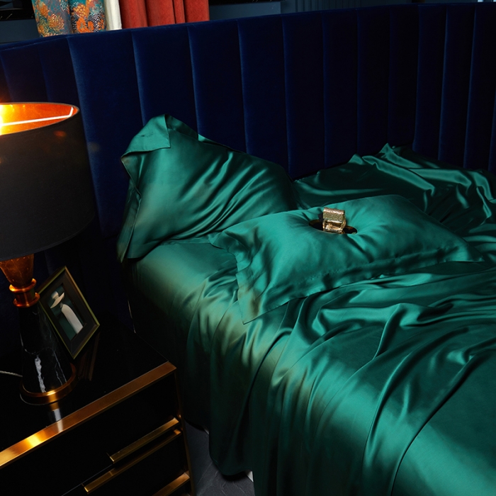 91家纺网 家纺一手货源 找家纺 米多多 2024新款60兰精天丝四件套单品枕套 祖母绿