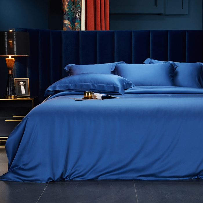 91家纺网 家纺一手货源 找家纺 米多多 2024新款60兰精天丝四件套单品被套 克莱因-蓝