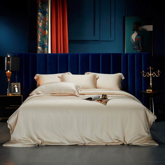 91家纺网 家纺一手货源 找家纺 米多多 2024新款60兰精天丝四件套单品被套 米杏色