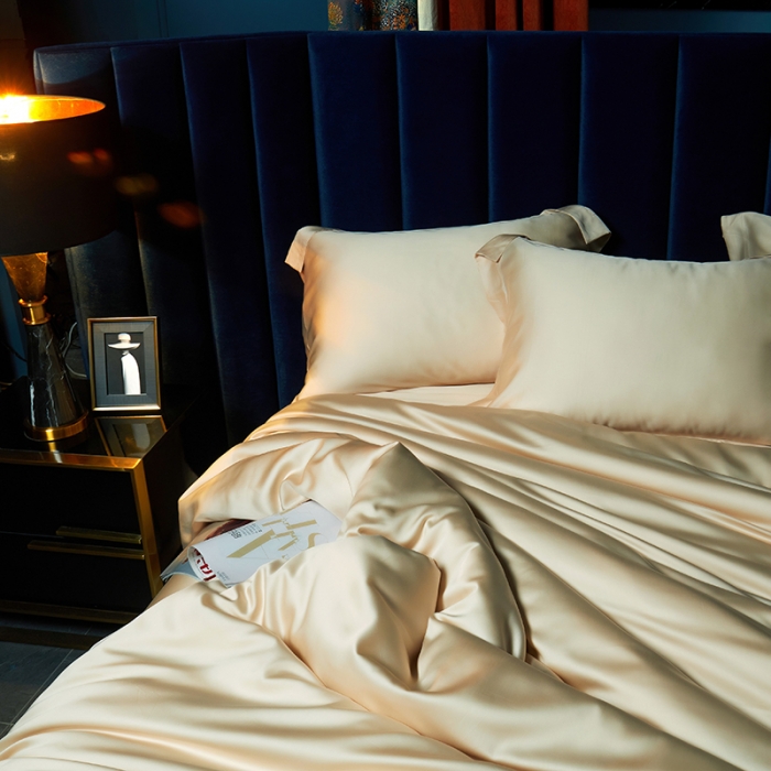 91家纺网 家纺一手货源 找家纺 米多多 2024新款60兰精天丝四件套单品被套 米杏色