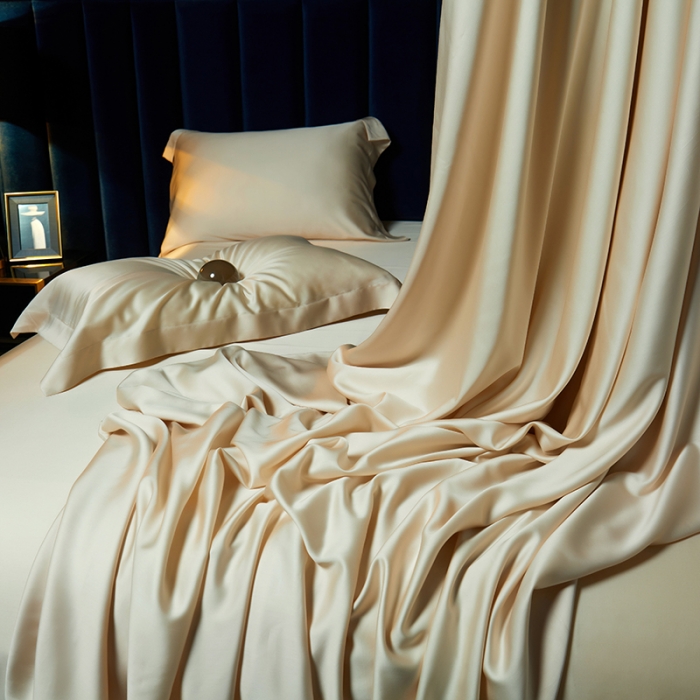 91家纺网 家纺一手货源 找家纺 米多多 2024新款60兰精天丝四件套单品被套 米杏色