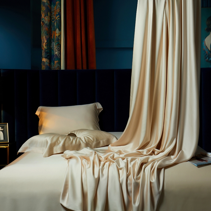 91家纺网 家纺一手货源 找家纺 米多多 2024新款60兰精天丝四件套单品被套 米杏色