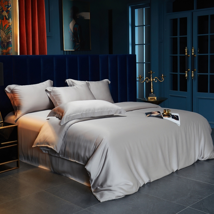 91家纺网 家纺一手货源 找家纺 米多多 2024新款60兰精天丝四件套单品被套 气质灰