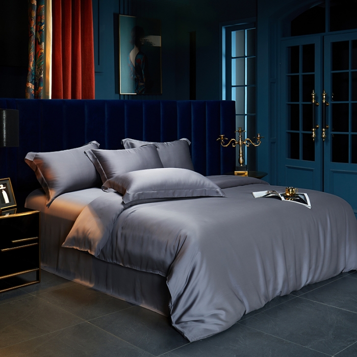 91家纺网 家纺一手货源 找家纺 米多多 2024新款60兰精天丝四件套单品被套 绅士灰