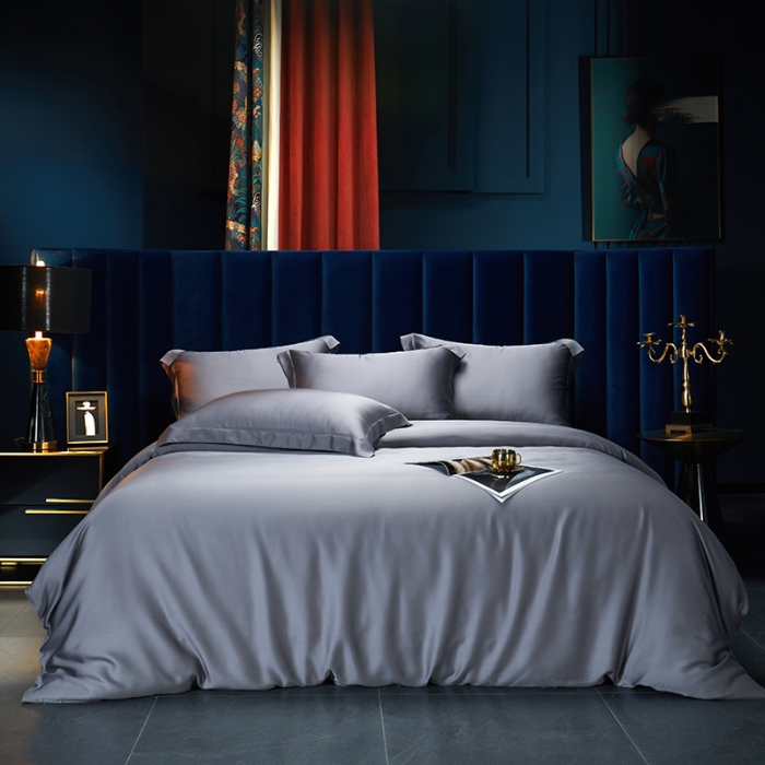 91家纺网 家纺一手货源 找家纺 米多多 2024新款60兰精天丝四件套单品被套 绅士灰