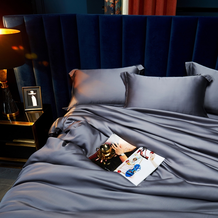 91家纺网 家纺一手货源 找家纺 米多多 2024新款60兰精天丝四件套单品被套 绅士灰