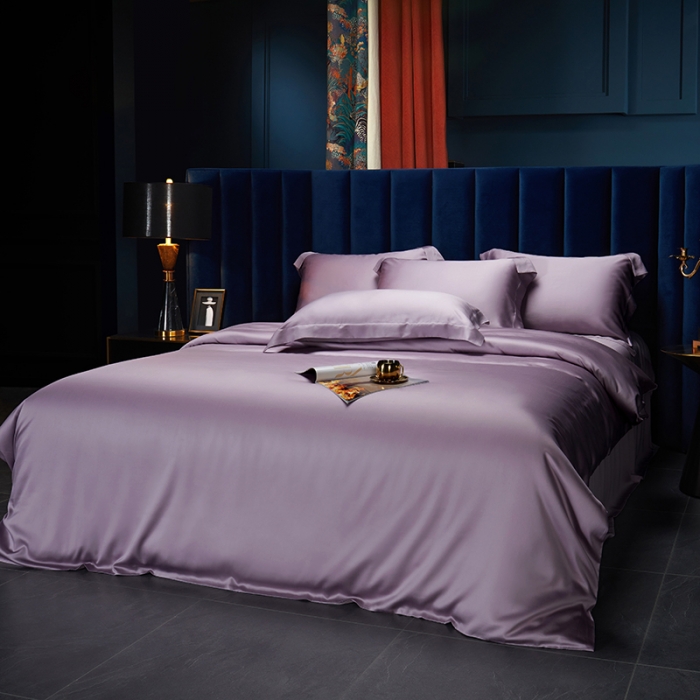 91家纺网 家纺一手货源 找家纺 米多多 2024新款60兰精天丝四件套单品被套 芋泥紫