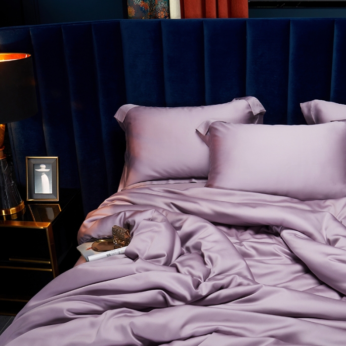 91家纺网 家纺一手货源 找家纺 米多多 2024新款60兰精天丝四件套单品被套 芋泥紫