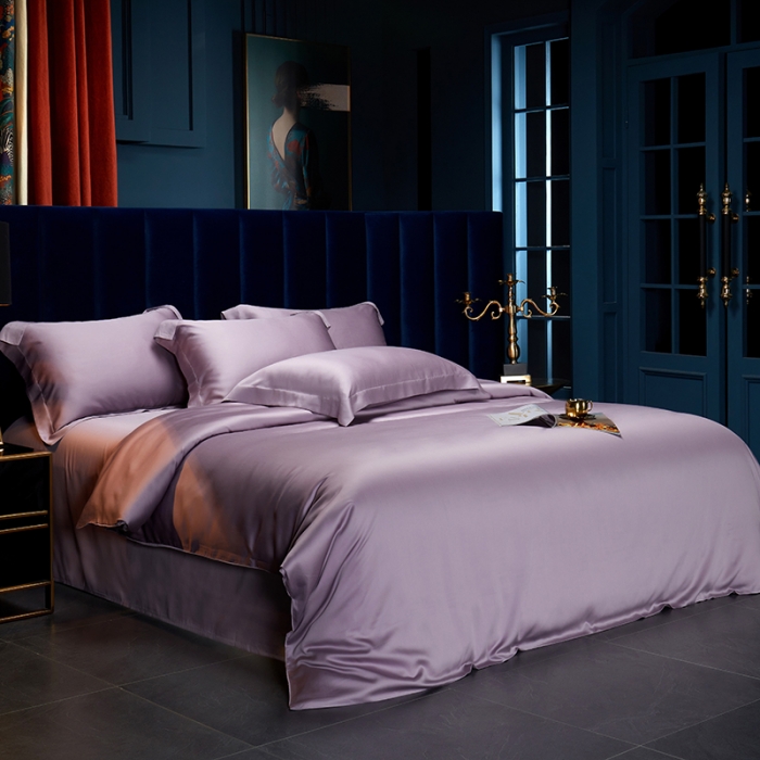 91家纺网 家纺一手货源 找家纺 米多多 2024新款60兰精天丝四件套单品被套 芋泥紫